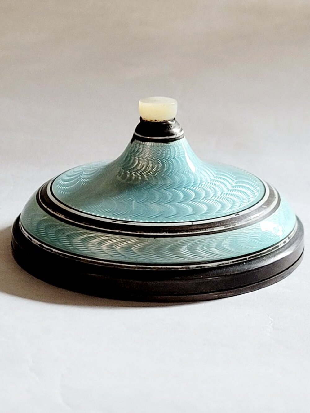 Antique Guilloche Enamel Electric Bell Pus